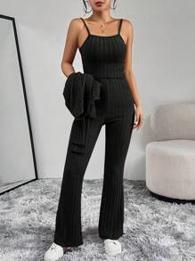 SHEIN Essnce 3 cái/bộ Quý cô màu trơn Sọc - màu đen - Xem 6