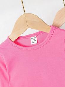 Baby Girls' Cool Printed Top With Text And Small Flowers Pattern, 2pcs/set - Multicolor - View 5