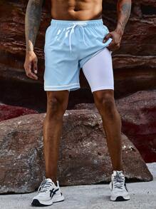 Gym Rark Men's Drawstring Waist Sports Shorts Jogger Shorts - Baby Blue - View 1
