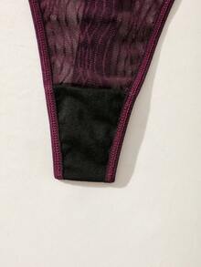 SHEIN Conjunto De Sujetador Y Bragas De Talla Grande - Morado - Ver 4