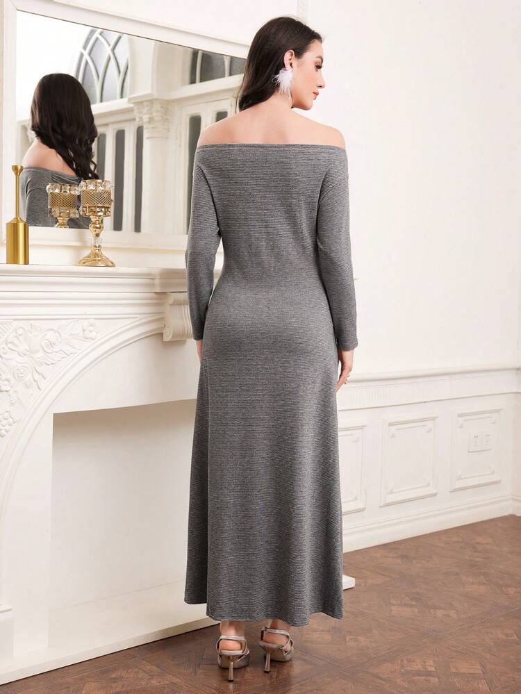 Women's Off Shoulder Pleated Dress Long Evening Dresses Fall Cloth For Women