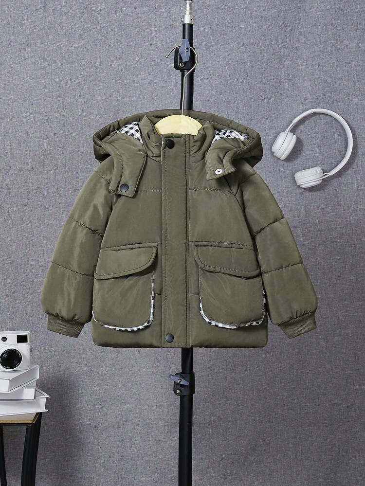Baby Boy Unisex Baby Casual Hooded Padded Coat In Green