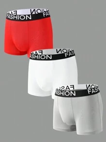 Men's Letter Jacquard Band Boxer Briefs ,3 Pcs - Multicolor - View 3