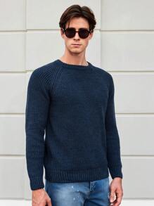 EURMUSE Men Solid Raglan Sleeve Sweater
