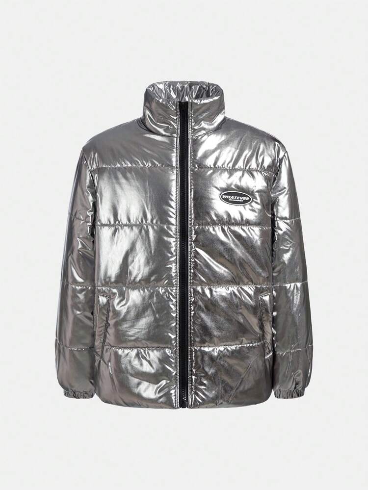 Tween Boy Loose Sports Thickened Stand Collar Drop Shoulder Padded Coat