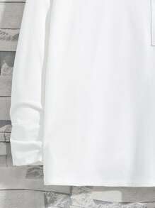 SHEIN Thiếu niên Con trai Thoải mái Cơ bản Màu thuần Vòng cổ Tay áo dài Áo Đối với Giải trí Mặc - trắng - Xem 4