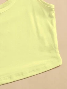 SHEIN Unity Crew Neck Cropped Tank Top - Yellow - View 3