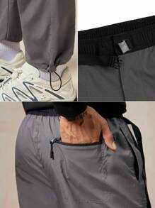 In My Nature 男士拼接滾邊小鹿刺繡推扣腰帶戶外長褲