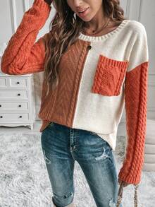 SHEIN LUNE Của phụ nữ Khối màu Thả vai Áo len - Nhiều màu - Xem 6