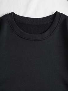 SHEIN Unity 女款心形圖案抓絨運動衫 - 黑色 - 查看 3