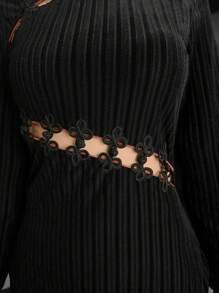 EastFlair New Chinese Style Hooded Dress - Black - View 5