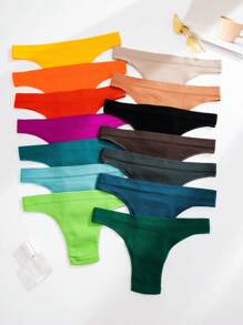 Eraneu 14pcs/set Women's Solid Color Triangle Panties - Multicolor - View 2