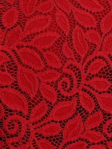 SHEIN LUNE Cắt vỏ sò Mở Mặt trước Mùa vụ Ren Áo khoác - Màu Đỏ Sâu - Xem 7