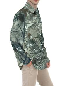 Manfinity EZcore Men's Plant Print Denim Shirt - Multicolor - View 3