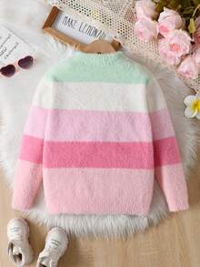 SHEIN Cô gái Tween Khối màu Áo len - Nhiều màu - Xem 2
