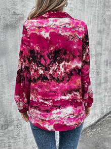 SHEIN LUNE 女式全印花口袋灯笼袖衬衫 - 彩色 - 查看 2