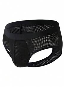 男士黑色镂空性感内裤 - 黑色 - 查看 1