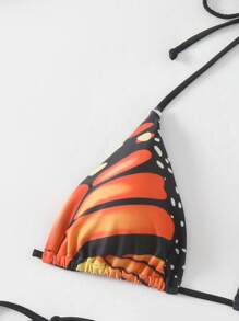 SHEIN Swim Women's Printed Halter Neck Tie Bikini Set,Summer Beach - Multicolor - View 3