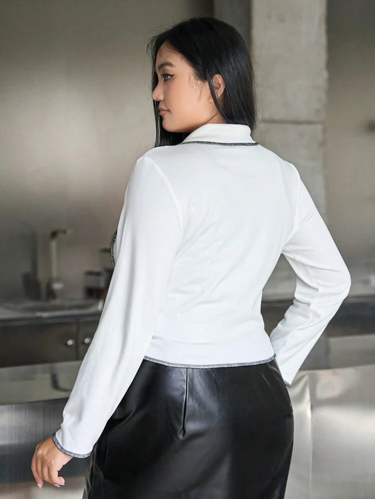 Dazy Plus Zipper Long Sleeve T-Shirt