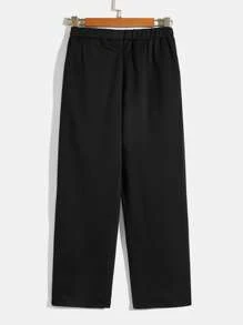 SHEIN Con trai In thư Thẳng quần ống rộng Đan Quần Đối với Giải trí Mặc - màu đen - Xem 2