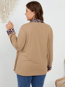 EMERY ROSE Chemise Élégante Ample À Imprimé Léopard Et Kaki De Grande Taille