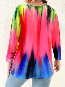 SHEIN LUNE 加大碼女士扎染長袖t恤