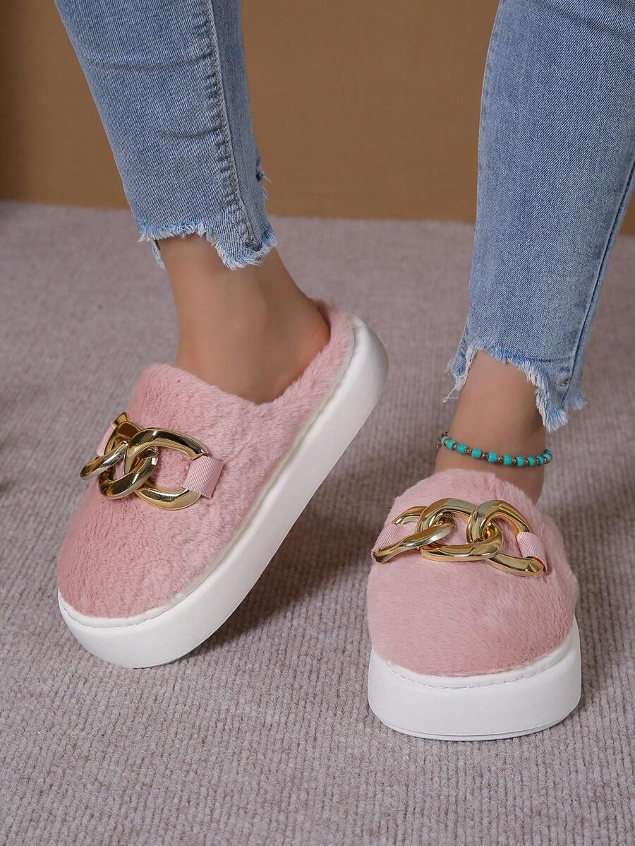 Trang trí chuỗi 	
Fuzzy Dép đi trong phòng ngủ , Bạch Kim Giày Khóa Đồ trang trí Sang trọng Đầu Thời trang Dép xăng đan - Hồng - Xem 1