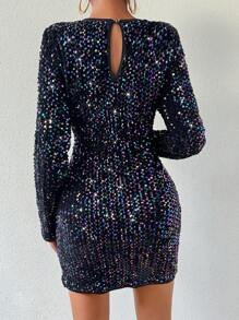 Zolique Women's Glitter Bodycon Dress Sequin Sparkly Dress Fall Cloth For Women - Multicolor - View 2