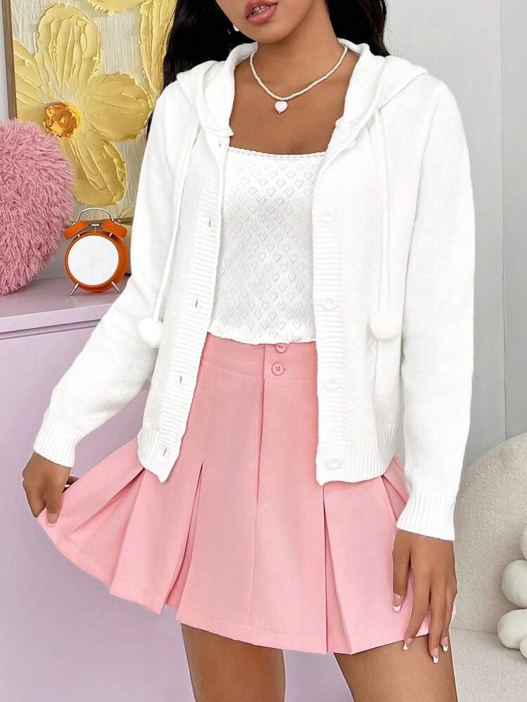 Women's Button Front Hooded Cardigan