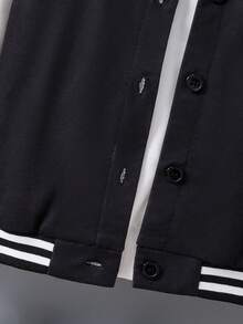 SHEIN 年轻男孩拼色电子卡通印花棒球服夹克（不含运动衫） - 杏色 - 查看 4