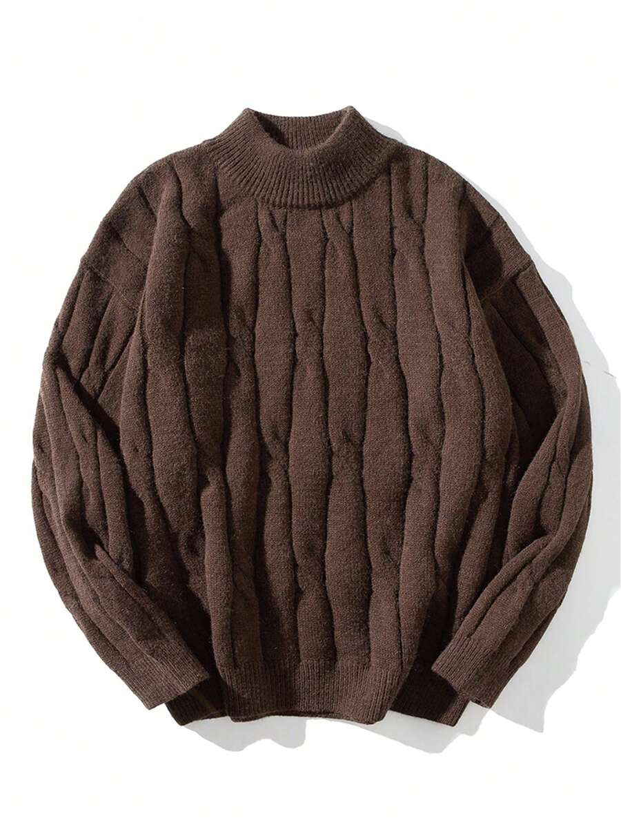 Suéter De Cuello Alto Medio Para Hombre - Café integral - Ver 1