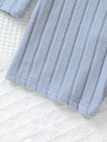 SHEIN 少女字母拼接肋紋長袖連身褲 - 彩色 - 查看 7