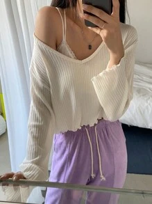 DAZY Women's V-neck T-shirt - White - View 3