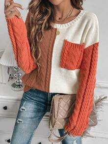 SHEIN LUNE Của phụ nữ Khối màu Thả vai Áo len - Nhiều màu - Xem 5