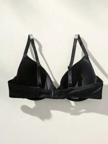 SHEIN Women's Spaghetti Strap Letter Decorated Half Cup Bra, Rave - Black - View 5