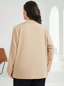 Mulvari Kích thước lớn Áo vest Với Chi tiết được vá Và Cổ bẻ - Màu Khaki - Xem 2