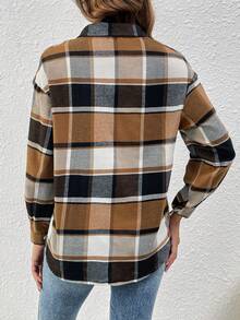 SHEIN Essnce 落肩格子襯衫 - 彩色 - 查看 2