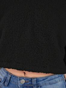 Teen Girls' Y2k Short Teddy Sweatshirt - Black - View 5