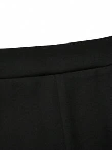 EMERY ROSE 大尺碼女式假口袋西裝外套和長褲套裝 - 黑色 - 查看 4