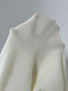 Zolique Women's Split Hem V-Neck Knit Pullover Fall Winter Sweater - White - View 6