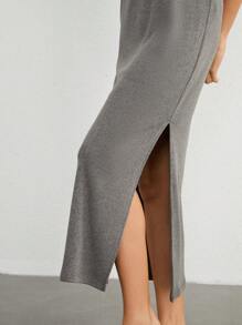 Leisure Women's Solid Color Split Hem Home Wear Dress