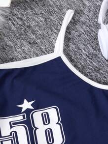 Teen Girls' Hoodie With High Low Hemline And Colorblock Cami Dress Set - Royal Blue - View 4