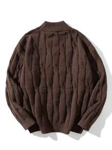 Suéter De Cuello Alto Medio Para Hombre - Café integral - Ver 2