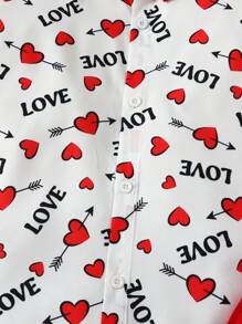 Traje De Caballero Impreso Con Corazones Para Adolescentes
