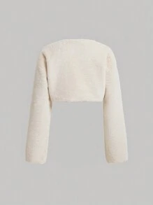 SHEIN MOD Women's Plush Open Front Jacket In Fall/Winter