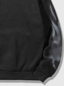 ROMWE MEN Grunge Punk Áo hoodie rút dây họa tiết bộ xương và chữ cho nam dùng trong lễ Halloween, trường học - màu đen - Xem 5