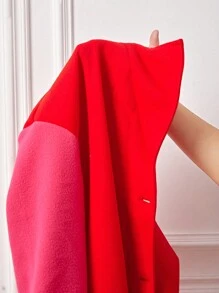 SHEIN EZwear Plus Colorblock Drop Shoulder Overcoat - Multicolor - View 6