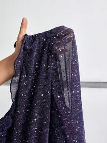 SHEIN Frenchy Women's Plus Size Lantern Sleeve Polka Dot Printed Dress - Blue - View 7