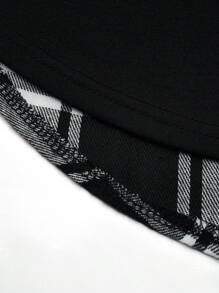 SHEIN LUNE Kích thước lớn Kẻ sọc Vá lại Crisscross Xu hướng: Cắt giảm 2 trong1 Áo sơ mi - Nhiều màu - Xem 3
