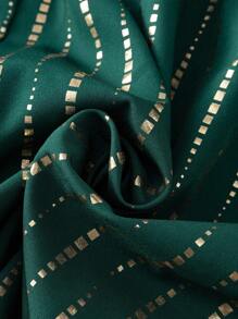 SHEIN Clasi Allover Print Surplice Neck Belted Dress - Dark Green - View 6